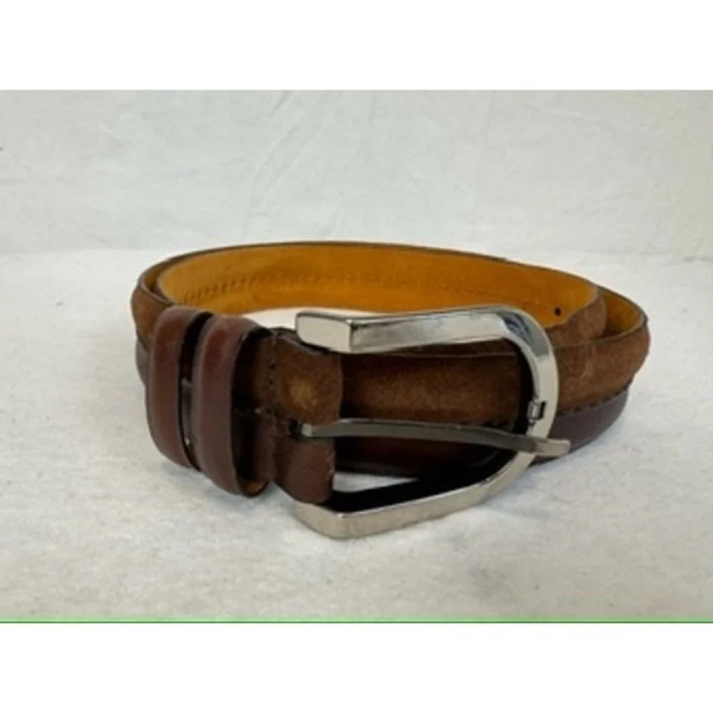 Remo Tulliani Brown Genuine Italian Leather Dress Belt - USA - Men Size 38‎
